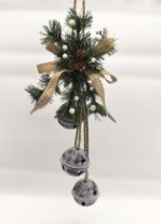 Silver Rustic Bell and Greenery Door Hanger